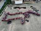 Костромские студенты выстроили силуэт статуи "Родина-мать" на патриотическом флешмобе
