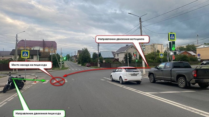 Главная картинка новости: В Костроме на улице Малышаковской 35-летний мотоциклист сбил женщину