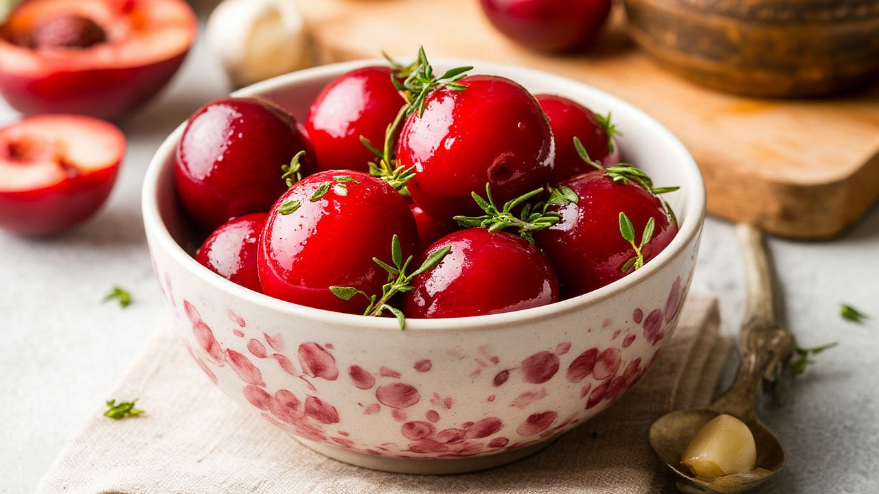 Главная картинка новости: Этой необычной закуски закатываю десятки банок: маринованные сливы с чесноком - вкусные заготовки на зиму