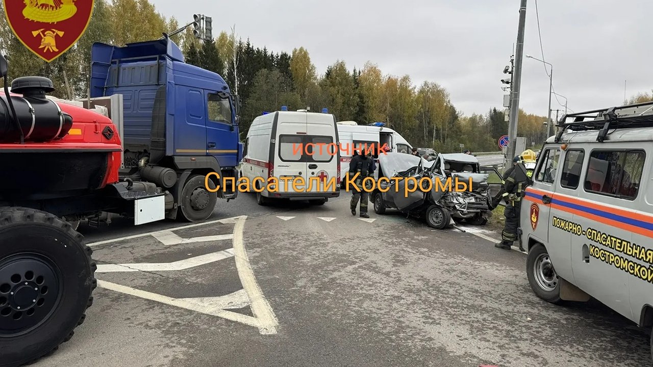 Главная картинка новости: В Костромской области в страшном ДТП пострадали два человека