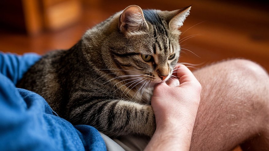 Главная картинка новости: Почему ваша кошка бросается на ноги и кусает их? Зоологи все объяснили, а еще подсказали, что категорически нельзя делать в ответ