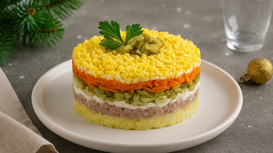 Главная картинка новости: Как из картошки, огурца и одной банки шпротов собрать праздничный шедевр: рецепт салата «Новогодняя ночь», который удивляет даже тех, кто всё пробовал