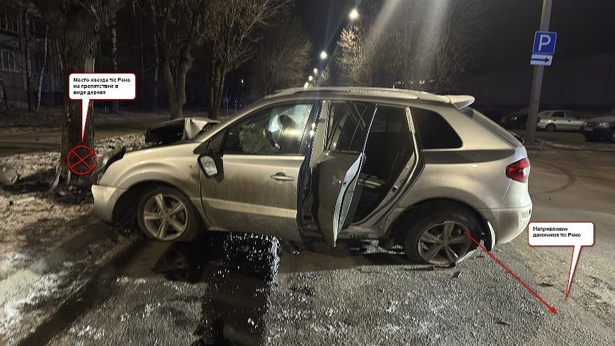 Главная картинка новости: В Костроме на улице Шагова Renault врезался в дерево: есть пострадавшие