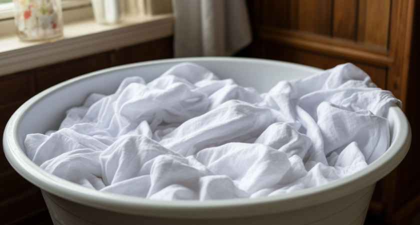 3 ложки на 10 литров — и белые вещи чище новых: даже пожелтевшая "тряпка" ослепит белизной — супер лайфхак