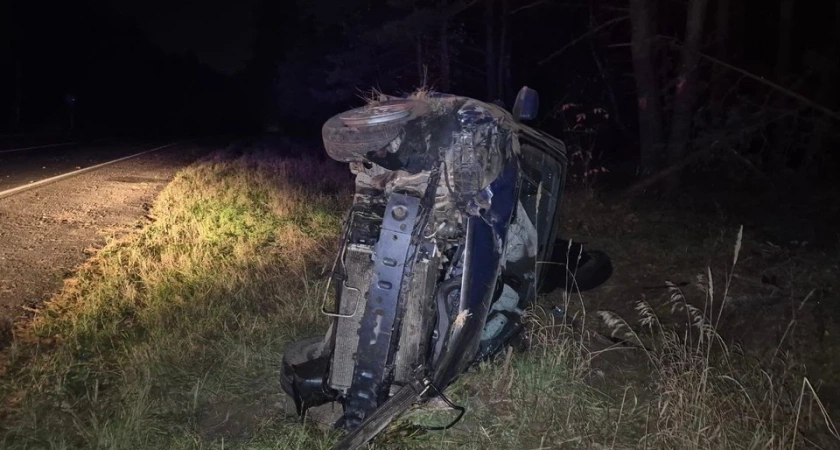 В Костромской области госавтоинспекторы спасли женщину из опрокинувшейся иномарки