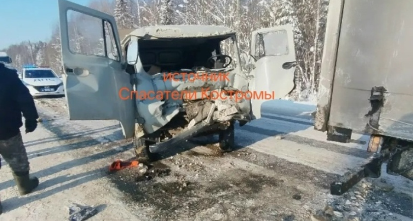 Двух человек вырезали из машины после ДТП с фурой под Шарьей