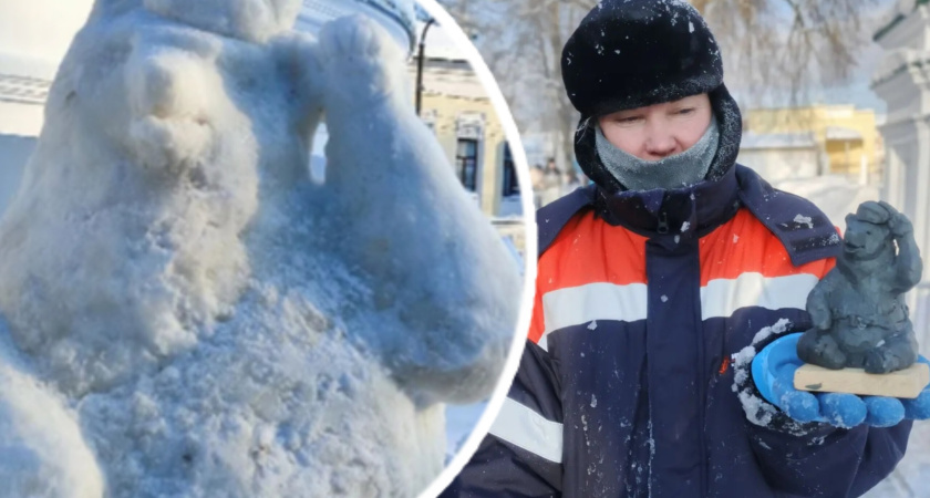 В Костроме на фестивале снежных скульптур создали образ мощи России