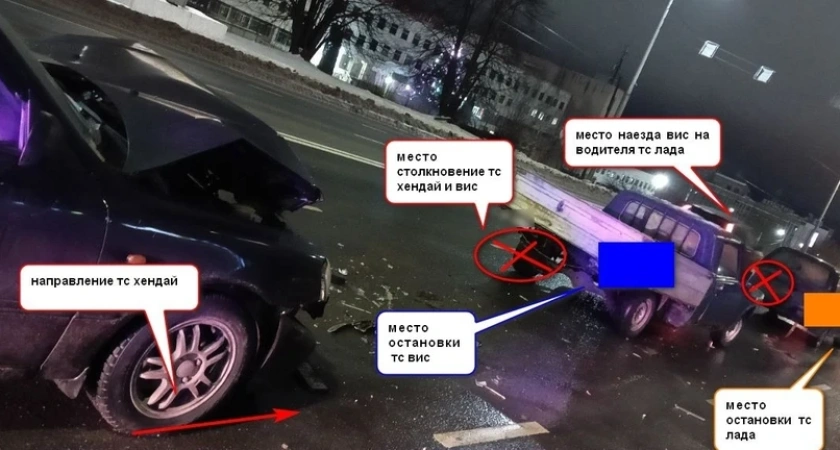 В Костроме на Магистральной 21-летнего водителя придавило к его автомобилю грузовиком