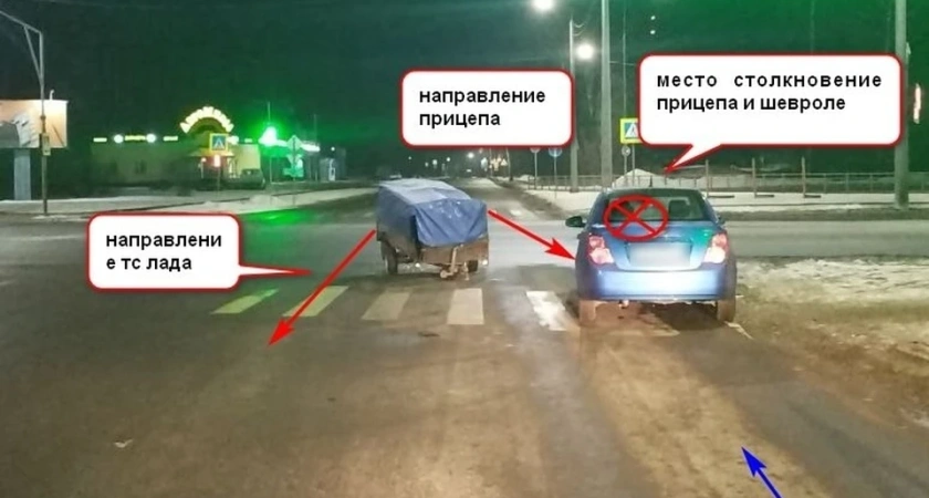 Есть пострадавшие: в Костроме отцепившийся прицеп подрезал иномарку