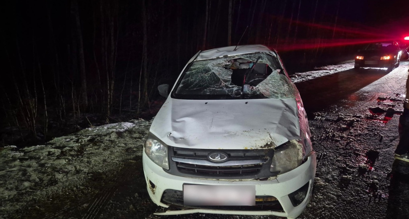 В Костромской области 33-летний водитель на "Ладе" съехал с дороги и перевернулся: есть пострадавшие