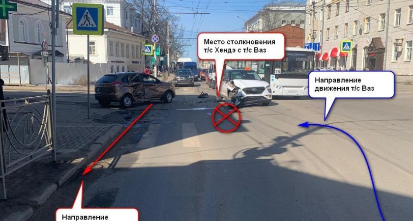 В Костроме на Советской столкнулись две иномарки: есть пострадавшие