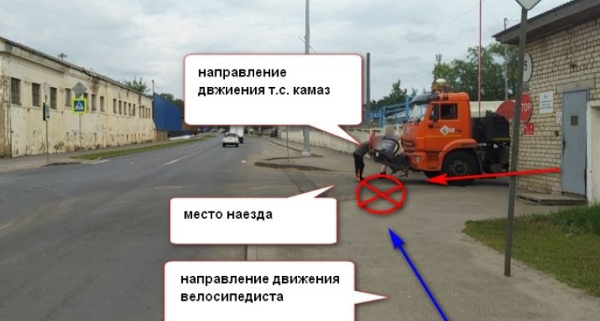 Водитель КамАЗа не пропустил 19-летнего велосипедиста в Костроме