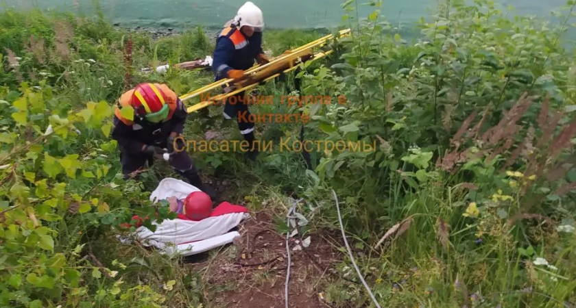 Костромские спасатели достали 68-летнюю женщину, упавшую в овраг на берегу Волги