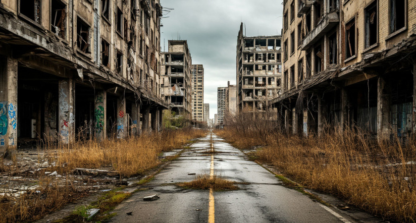 Люди сбежали, оставив даже личные вещи: сотни брошенных квартир, кладбище машин и бесконечный холод — город стал призраком