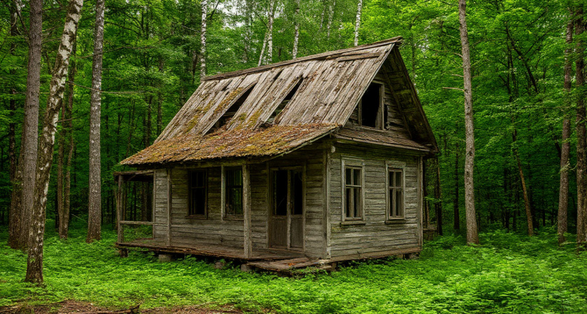 Посреди леса нашли заброшенную избу и решились зайти внутрь: что оказалось внутри