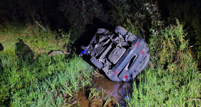 Один погиб, трое пострадали: в Мантуровском районе ВАЗ съехал в кювет и перевернулся