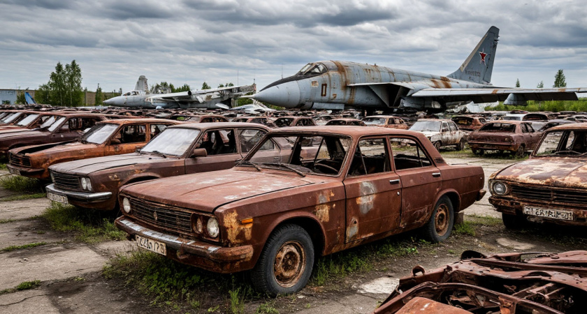 Нашёл среди болот законсервированную авиабазу: сотни ржавых машин и следы Су-24 - жутко, но интересно
