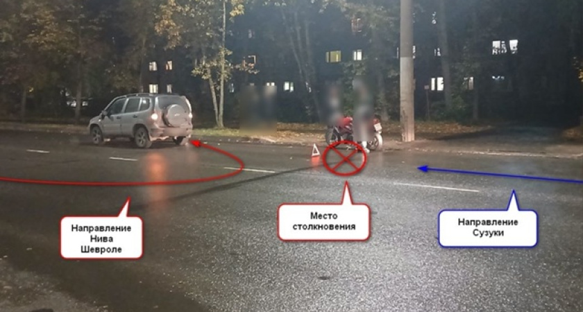 В Костроме 23-летний мотоциклист пострадал после столкновения с "Шевроле"