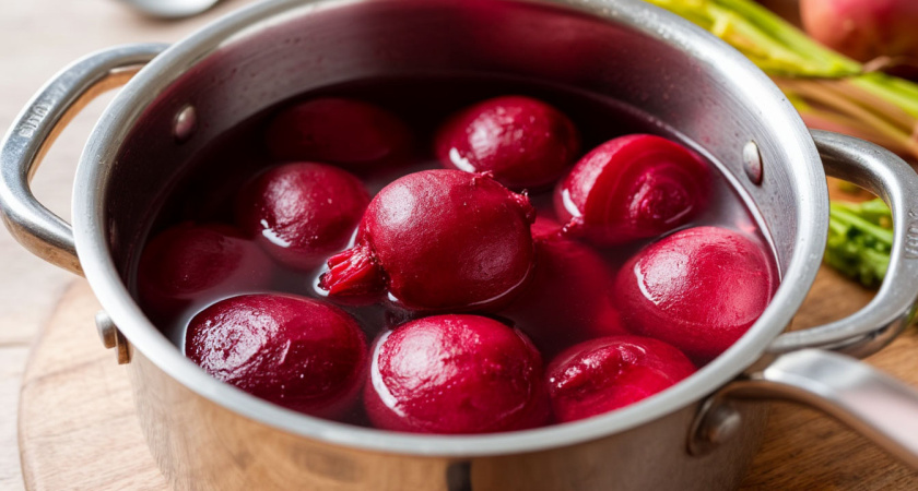 Варю свеклу всего 7 минут — в кастрюлю 1 ст. л на 1 л воды: сладкая и не "водянистая" – идеально для салата