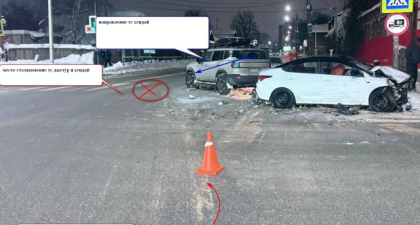 В Костроме три человека покалечились при столкновении иномарок на Галичской