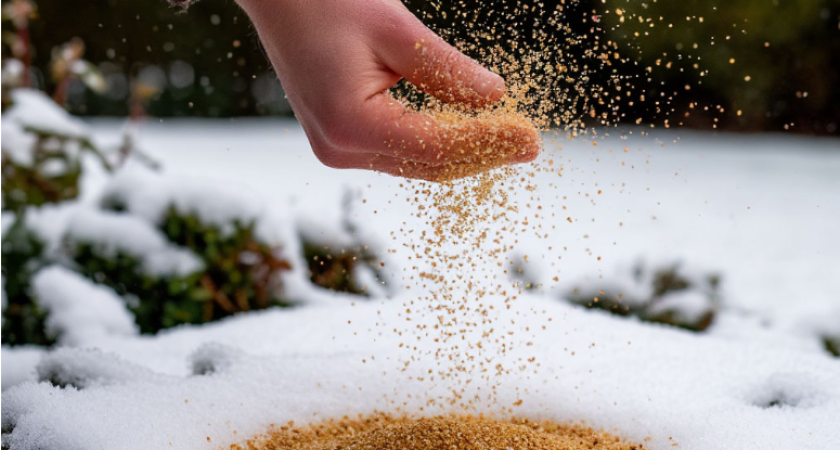 Навоз остался в прошлом: зимой по снегу рассыпаю то, что продаётся в любом магазине