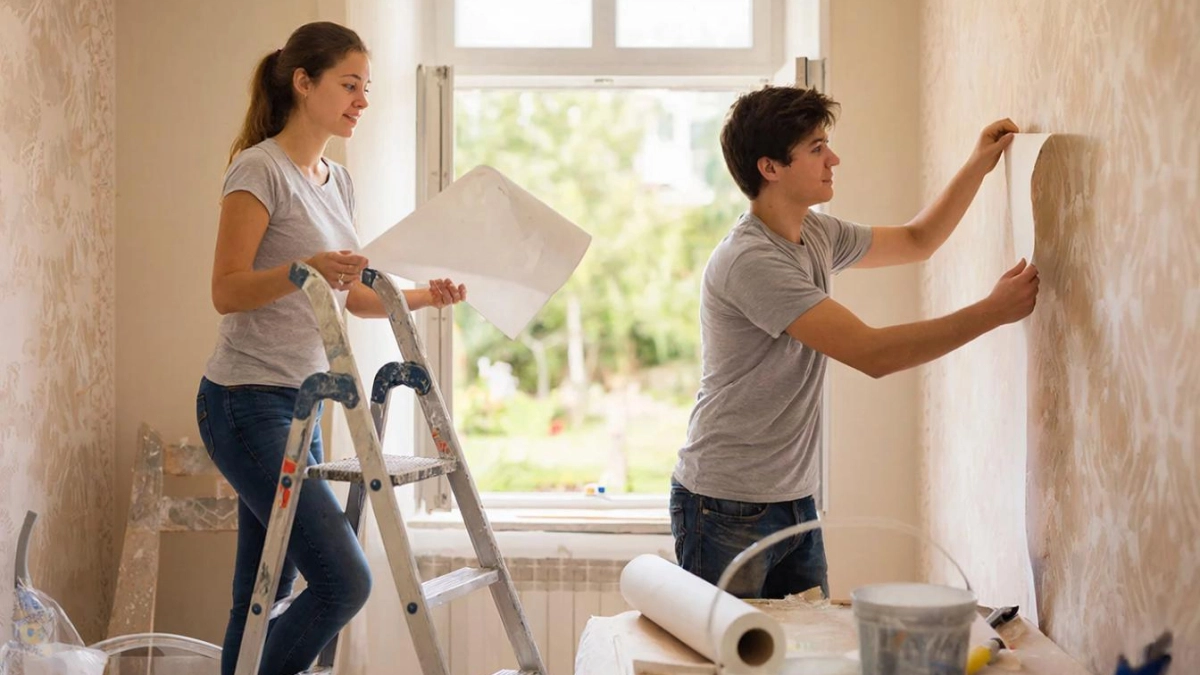 Клею обои с помощью резинки и зубной пасты - без швов и за 30 минут