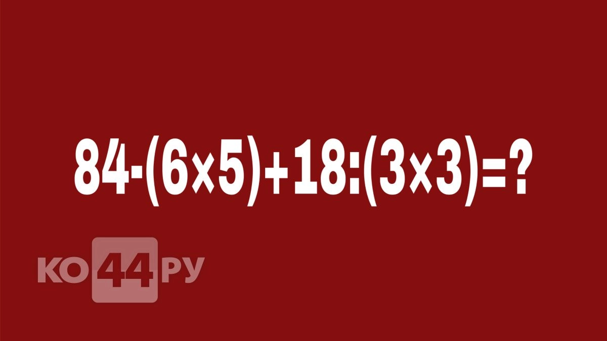 Мозг заржавел или еще варит? Решите школьный пример: «84-(6×5)+18:(3×3)=?» - даем на это всего 15 секунд