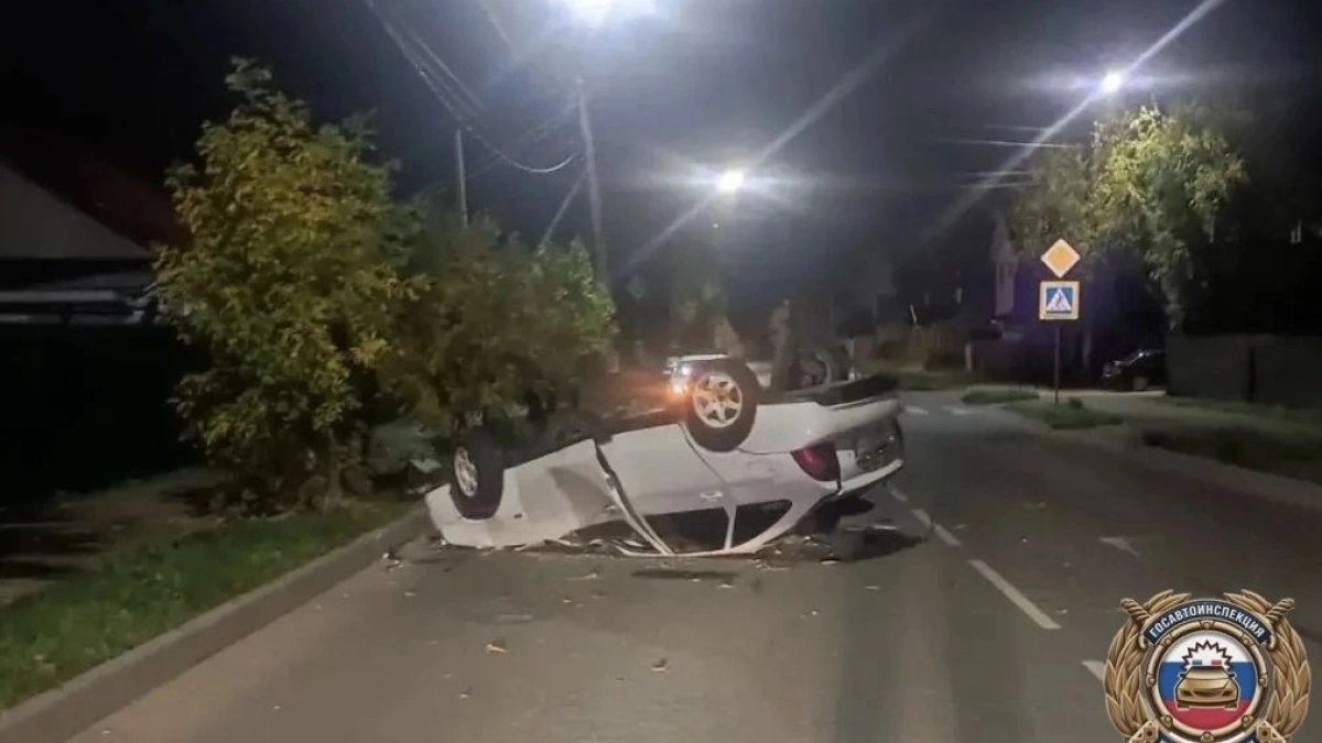 В Костроме блондинка за рулем влетела в дерево и упала на крышу